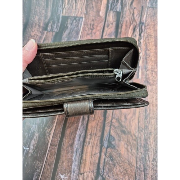 Womens Buxton Velvet Touch Leather Wallet Brown ID Cards Clutch Change Checkbook - Picture 5 of 11